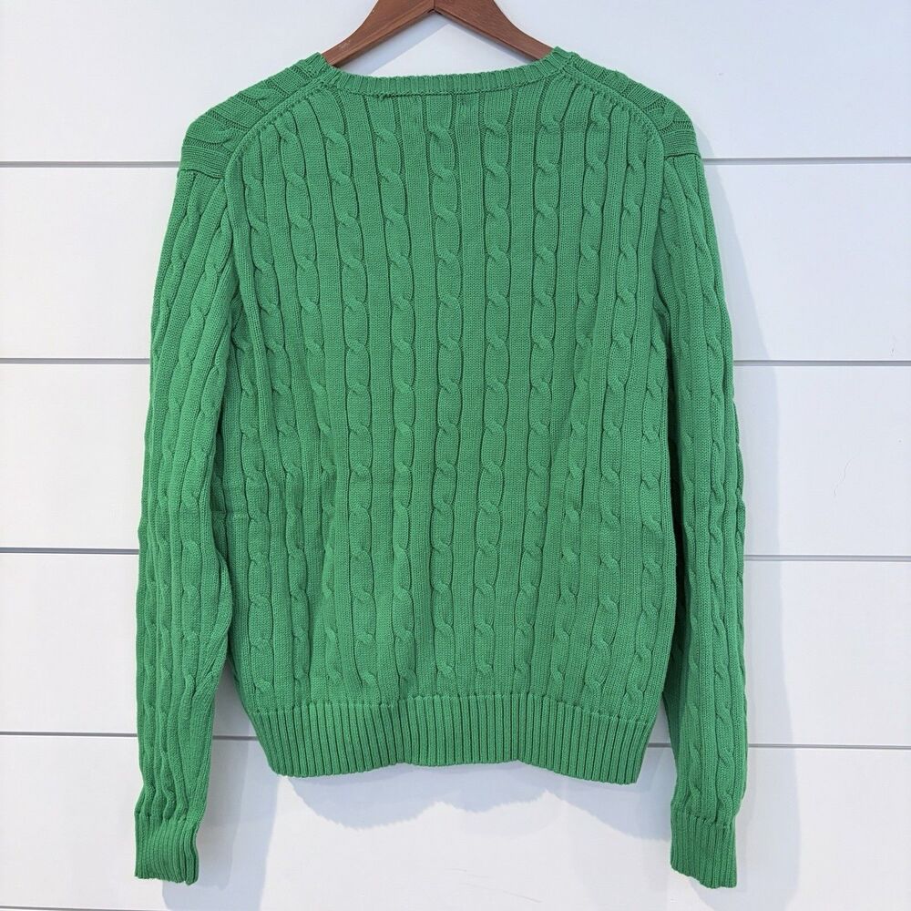 POLO Ralph Lauren Green Cable Knit Sweater XXL Classic Preppy Women’s - Picture 5 of 11